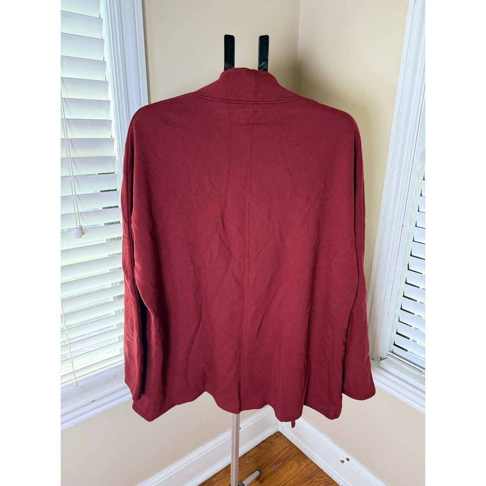 American Giant Womens Burgundy Red Cotton French Terry Open Front Cardigan L USA - Picture 2 of 6